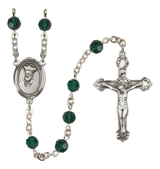 Sterling Silver 6mm Austrian Crystal Saint Philip Neri Rosary in Emerald