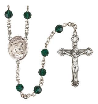 Sterling Silver 6mm Austrian Crystal Blessed Herman the Cripple Rosary in Emerald