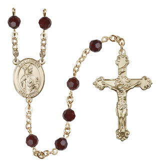 14 Karat Gold-Filled 6mm Austrian Crystal Saint Kilian Rosary in Garnet