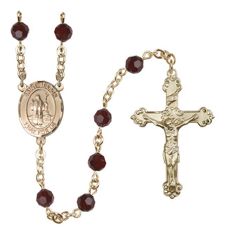 14 Karat Gold-Filled 6mm Austrian Crystal Saint Maron Rosary in Garnet