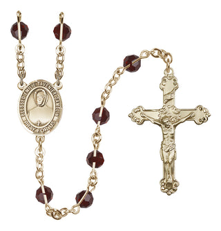 14 Karat Gold-Filled 6mm Austrian Crystal Blessed Emilie Tavernier Gamelin Rosary in Garnet