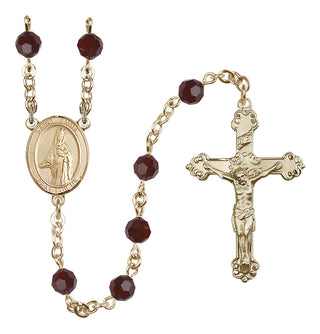 14 Karat Gold-Filled 6mm Austrian Crystal Saint Emma Uffing Rosary in Garnet