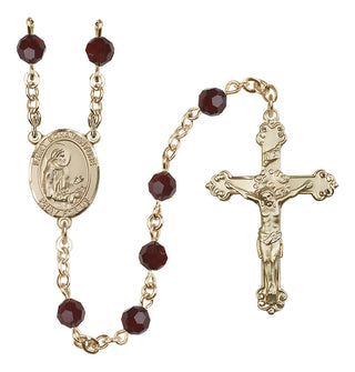 14 Karat Gold 6mm Austrian Crystal Saint Bonaventure Rosary in Garnet