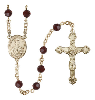 14 Karat Gold 6mm Austrian Crystal Saint Gemma Galgani Rosary in Garnet