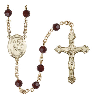 14 Karat Gold 6mm Austrian Crystal Saint Regis Rosary in Garnet