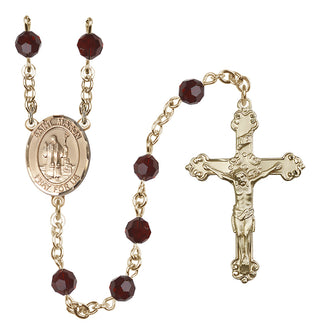 14 Karat Gold 6mm Austrian Crystal Saint Maron Rosary in Garnet
