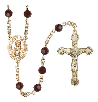14 Karat Gold 6mm Austrian Crystal Saint Kateri Tekakwitha Rosary in Garnet