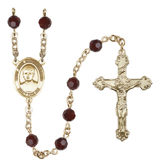 14 Karat Gold 6mm Austrian Crystal Saint Jose Sanchez del Rio Rosary in Garnet