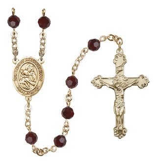 14 Karat Gold 6mm Austrian Crystal Our Lady of the Precious Blood Rosary in Garnet