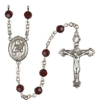 Sterling Silver 6mm Austrian Crystal Saint Agatha Rosary in Garnet