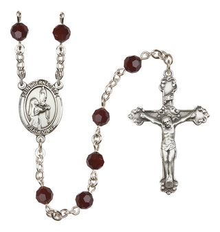 Sterling Silver 6mm Austrian Crystal Saint Bernadette Rosary in Garnet