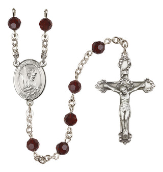 Sterling Silver 6mm Austrian Crystal Saint Helen Rosary in Garnet