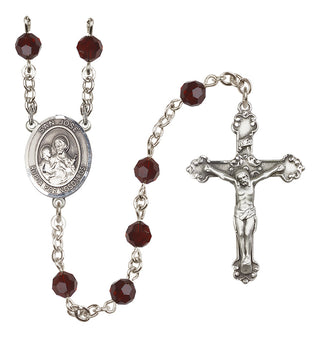 Sterling Silver 6mm Austrian Crystal San Jose Rosary in Garnet