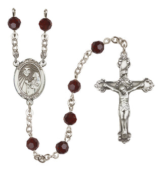 Sterling Silver 6mm Austrian Crystal Saint Margaret Mary Alacoque Rosary in Garnet