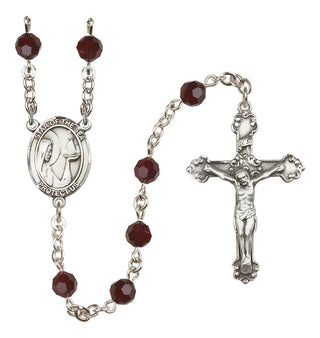 Sterling Silver 6mm Austrian Crystal Our Lady Star of the Sea Rosary in Garnet
