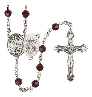 Sterling Silver 6mm Guardian Angel / Navy Rosary