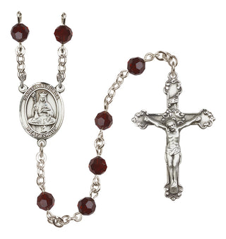 Sterling Silver 6mm Austrian Crystal Saint Walburga Rosary in Garnet
