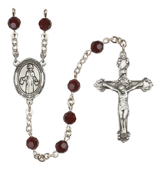 Sterling Silver 6mm Austrian Crystal Saint Nino de Atocha Rosary in Garnet