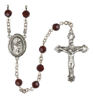 Sterling Silver 6mm Austrian Crystal San Juan de la Cruz Rosary in Garnet