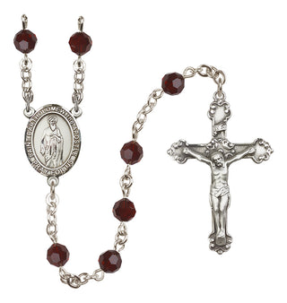 Sterling Silver 6mm Austrian Crystal Saint Bartholomew the Apostle Rosary in Garnet