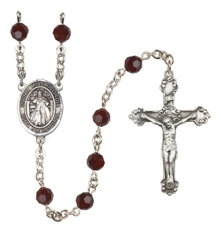 Sterling Silver 6mm Austrian Crystal Divina Misericordia Rosary in Garnet
