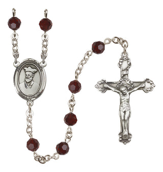 Sterling Silver 6mm Austrian Crystal Saint Philip Neri Rosary in Garnet