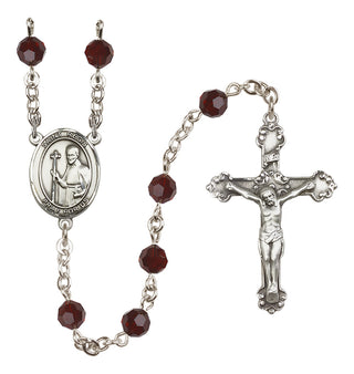 Sterling Silver 6mm Austrian Crystal Saint Regis Rosary in Garnet