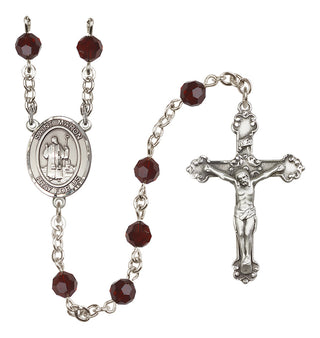 Sterling Silver 6mm Austrian Crystal Saint Maron Rosary in Garnet