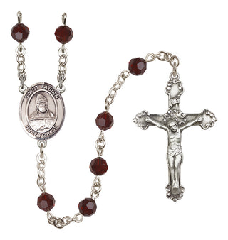 Sterling Silver 6mm Saint Fabian  Engraved Catholic Rosaries