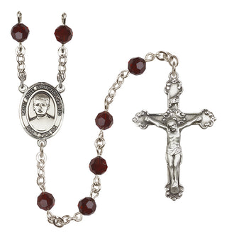Sterling Silver 6mm Austrian Crystal Saint Jose Sanchez del Rio Rosary in Garnet