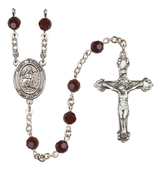 Sterling Silver 6mm Austrian Crystal Saint Ephrem Rosary in Garnet