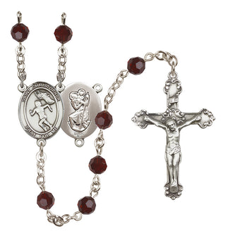 Sterling Silver 6mm Saint Christopher/Track&Field-Women Rosary