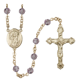 14 Karat Gold-Filled 6mm Austrian Crystal Saint Boniface Rosary in Light Amethyst