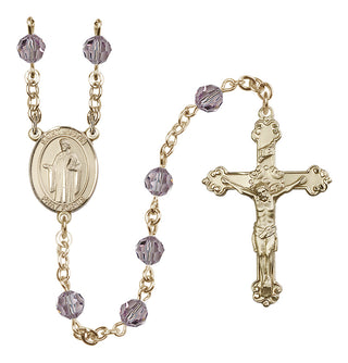 14 Karat Gold-Filled 6mm Austrian Crystal Saint Justin Rosary in Light Amethyst