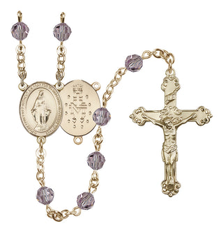 14 Karat Gold-Filled 6mm Austrian Crystal Miraculous Rosary in Light Amethyst