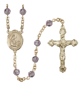 14 Karat Gold-Filled 6mm Austrian Crystal Saint Bonaventure Rosary in Light Amethyst