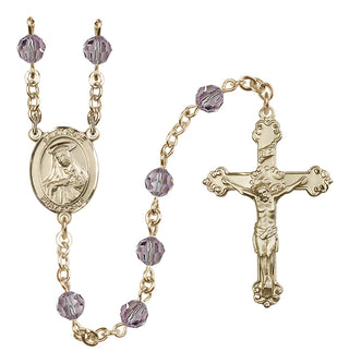 14 Karat Gold-Filled 6mm Austrian Crystal Saint Rose of Lima Rosary in Light Amethyst