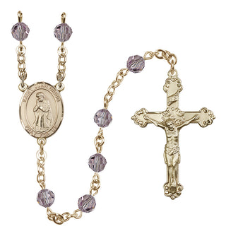 14 Karat Gold-Filled 6mm Austrian Crystal Saint Juan Diego Rosary in Light Amethyst