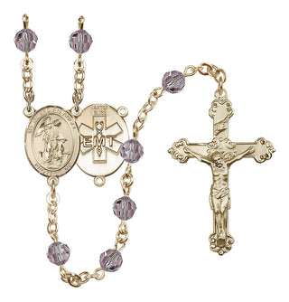14 Karat Gold-Filled 6mm Austrian Crystal Guardian Angel / EMT Rosary in Light Amethyst