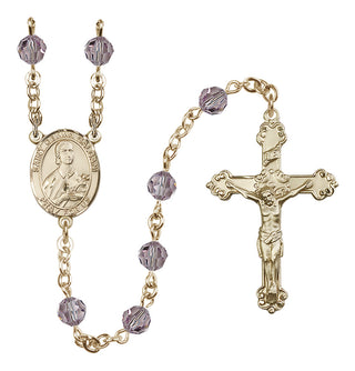 14 Karat Gold-Filled 6mm Austrian Crystal Saint Gemma Galgani Rosary in Light Amethyst