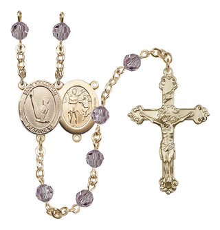 14 Karat Gold-Filled 6mm Austrian Crystal Saint Sebastian/Gymnastics Rosary in Light Amethyst