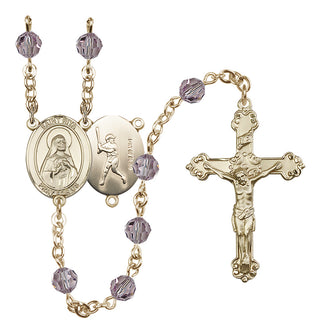 14 Karat Gold-Filled 6mm Austrian Crystal Saint Rita / Baseball Rosary in Light Amethyst