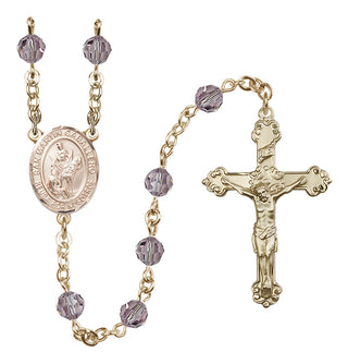 14 Karat Gold-Filled 6mm Austrian Crystal San Martin Caballero Rosary in Light Amethyst