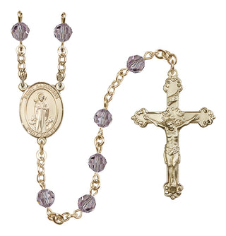 14 Karat Gold-Filled 6mm Austrian Crystal Saint Barnabas Rosary in Light Amethyst