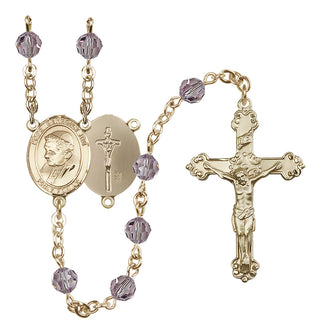 14 Karat Gold-Filled 6mm Austrian Crystal Pope Emeritace Benedict XVI Rosary in Light Amethyst