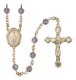 14 Karat Gold-Filled 6mm Austrian Crystal Saint Bartholomew the Apostle Rosary in Light Amethyst