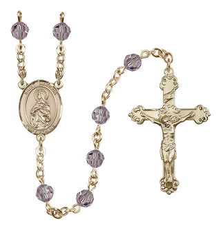 14 Karat Gold-Filled 6mm Austrian Crystal Saint Matilda Rosary in Light Amethyst