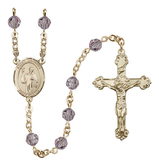 14 Karat Gold-Filled 6mm Austrian Crystal Saint Maurus Rosary in Light Amethyst