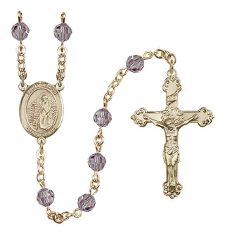 14 Karat Gold-Filled 6mm Austrian Crystal Saint Aaron Rosary in Light Amethyst