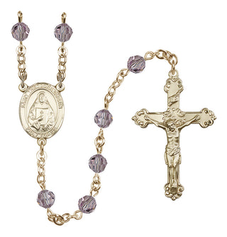 14 Karat Gold-Filled 6mm Austrian Crystal Saint Theodora Rosary in Light Amethyst